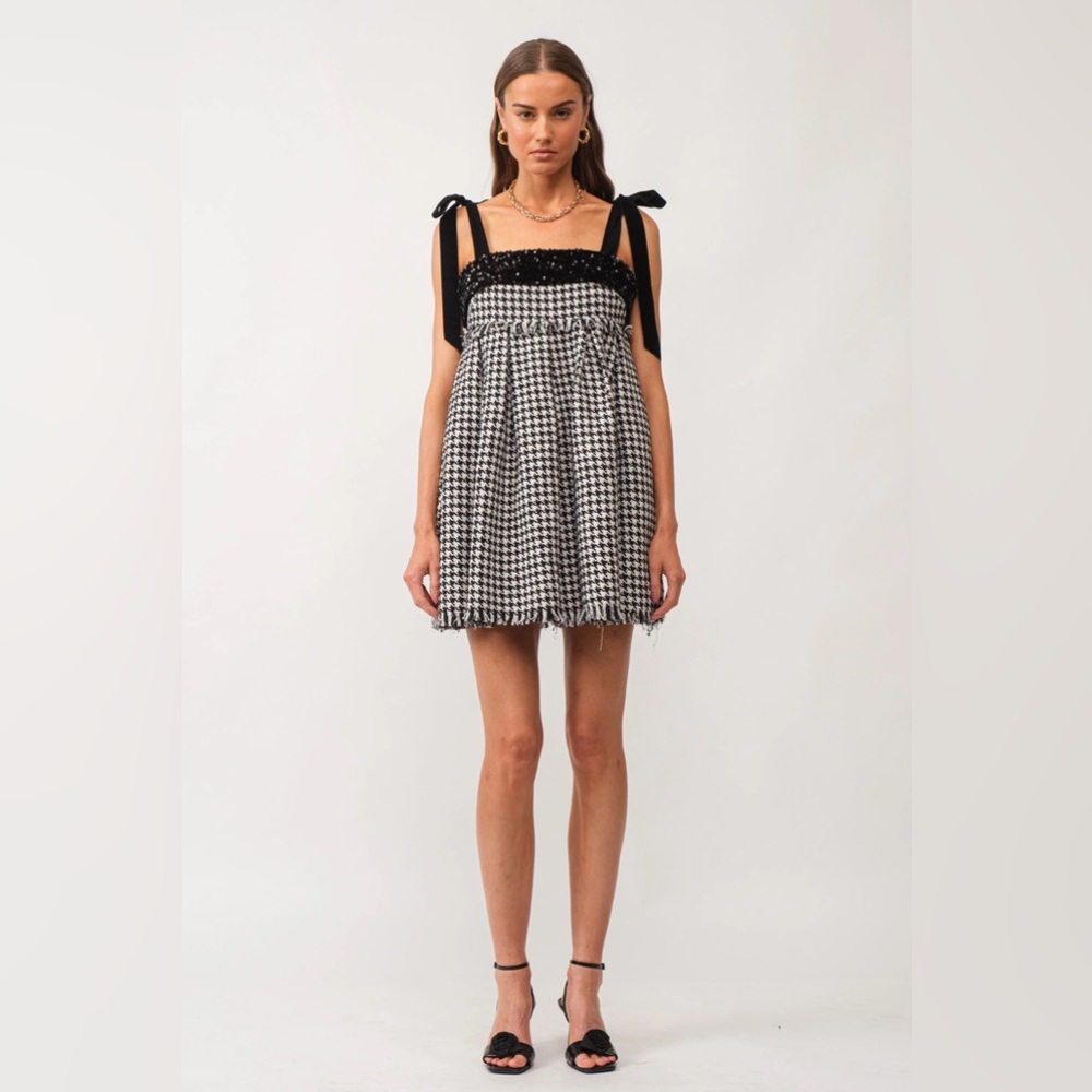 Sofie the Label Houndstooth Printed Tweed Dress